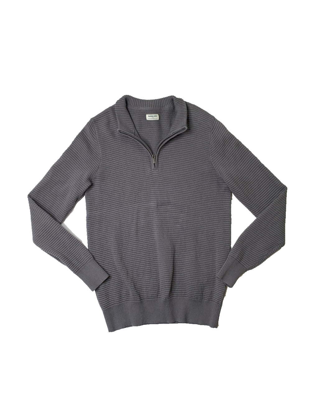 Tommy John Sweater Mens M Medium Gray Cotton Modal Blend Knit 1/4‎ Zip Pullover